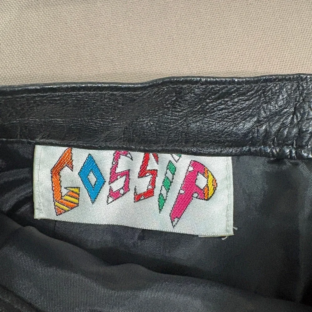 Vintage Gossip Leather Mini Skirt Womens 8 Black Pencil High Waisted 80s 90s Y2K